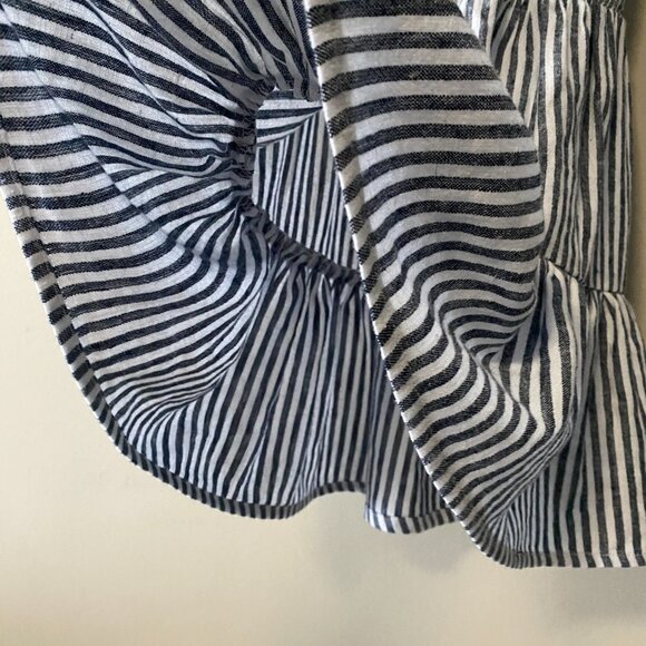 Handmade Children's Linen Rayon Navy Blue White Stripes Spaghetti Strap Dress - Picture 10 of 13